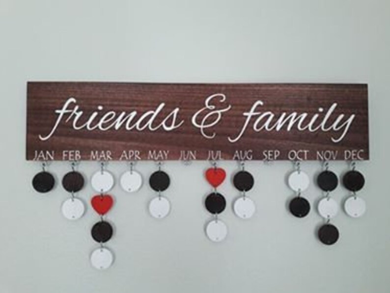Family Birthday Sign With Tags Family Birthday Calendar Wall Etsy