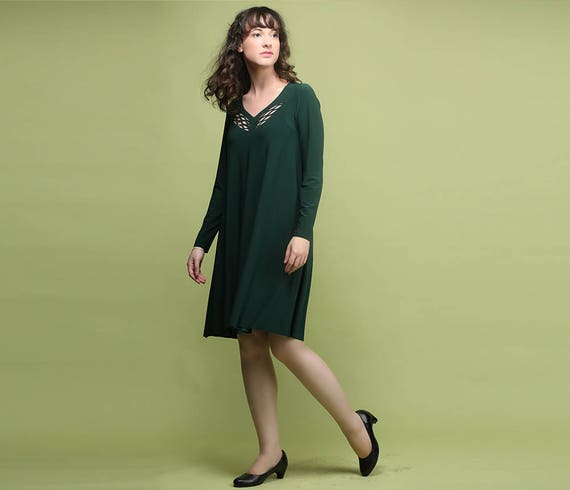 dark green modest dress