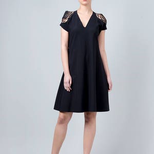 Black Party Dress, Black Cocktail Dress, Short Sleeve Dress, Cut Out Dress, Summer Dress, Midi Dress, Little Black Dress, Black Prom Dress image 6