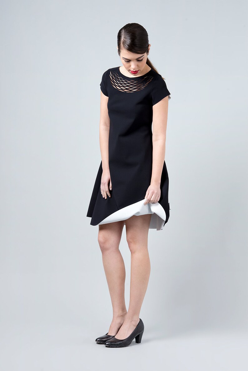 Laser Cut Dress Black Dress Reversible Dress Black and White White Elegant Woman Dress Bridesmaid Dresses Modest Dress Kate Middleton