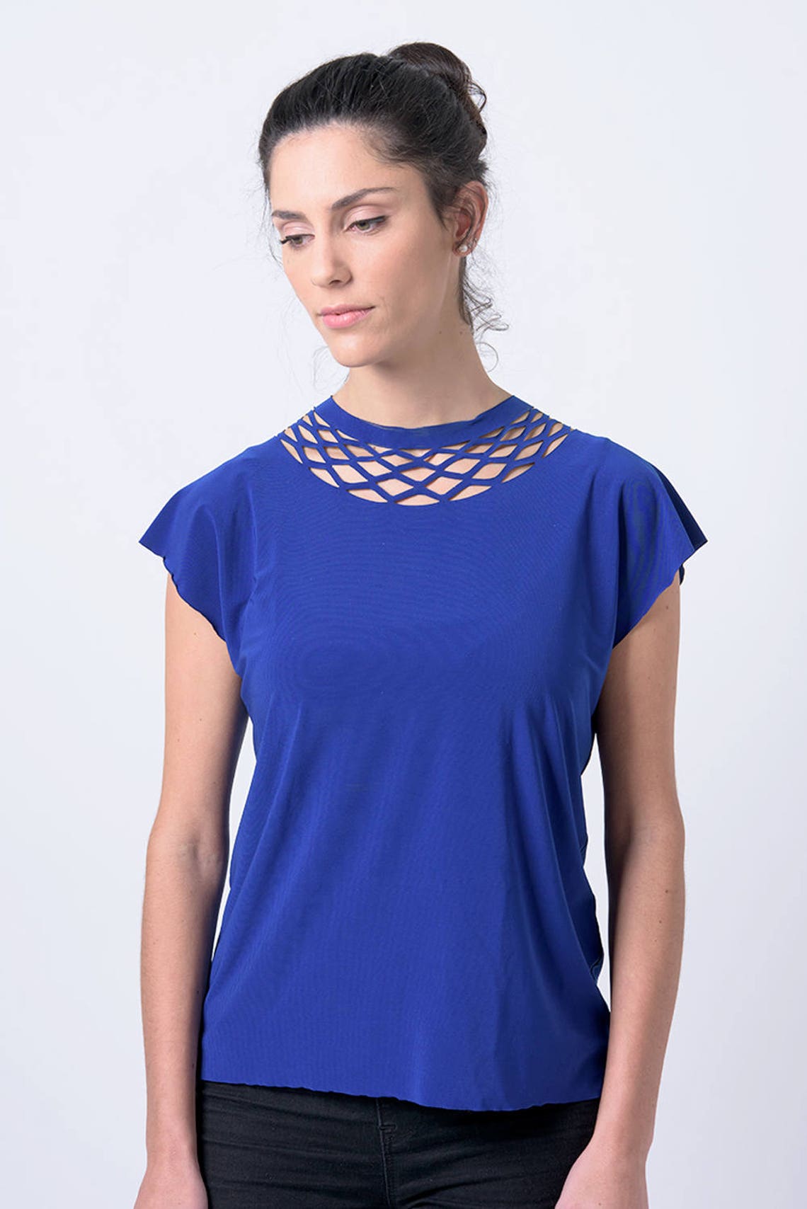 Royal Blue Shirt Shirt Dress Blue Top Women Blouse Blue - Etsy