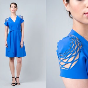 Royal Blue Dress, Blue Summer Dress, Blue Cut Out Dress, Blue Day Dress, Blue Bridesmaid, Blue Party Dress, Prom Dress, Short Sleeve Dress