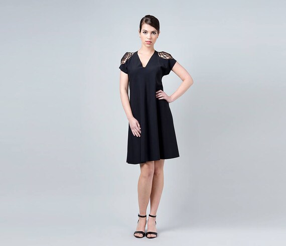 black cut out dress short