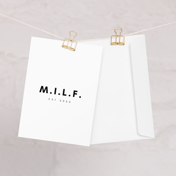 MILF Card, Push Present, Funny New Mom To Be, Pregnancy Congratulations For Pregnant Friend Or Wife