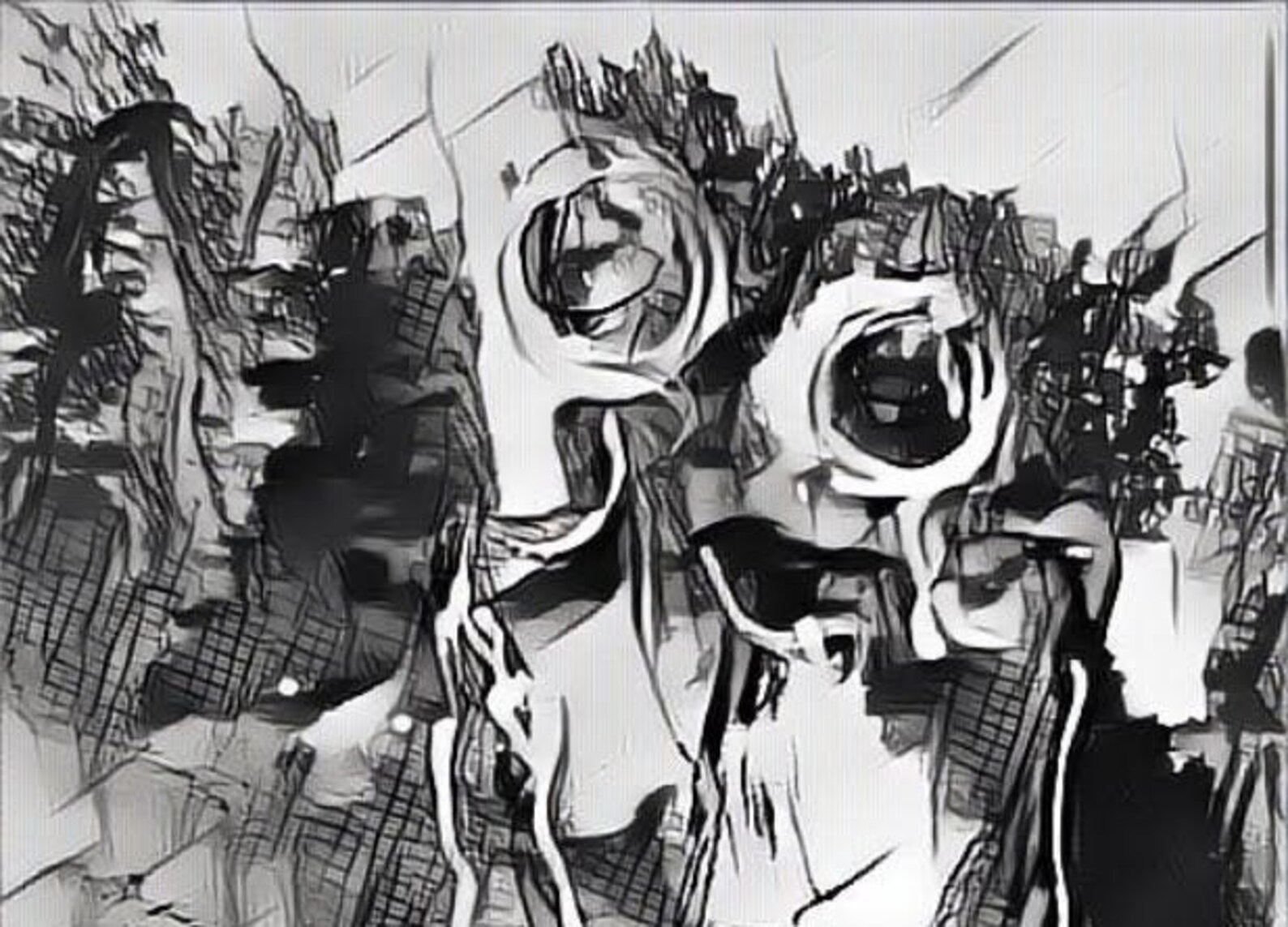 Black & white figurative Abstract print painting on canvas Etsy