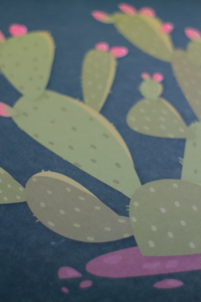 Modern Illustration Desert Prickly Pear Cactus Art Print image 2