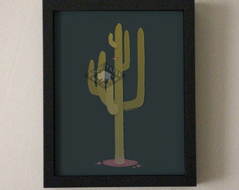 Modern Illustration Desert Saguaro Cactus Art Print