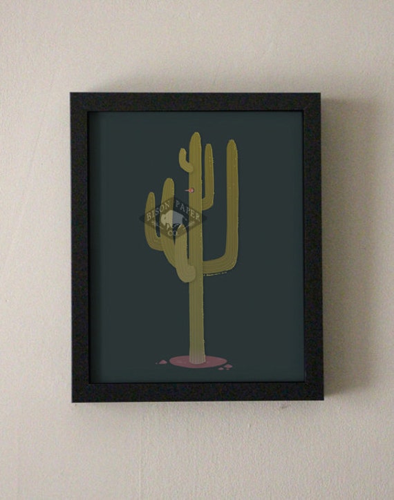 Modern Illustration Desert Saguaro Cactus Art Print