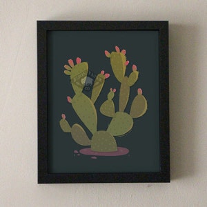 Modern Illustration Desert Prickly Pear Cactus Art Print image 1
