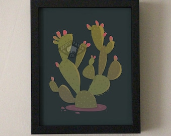 Modern Illustration Desert Prickly Pear Cactus Art Print