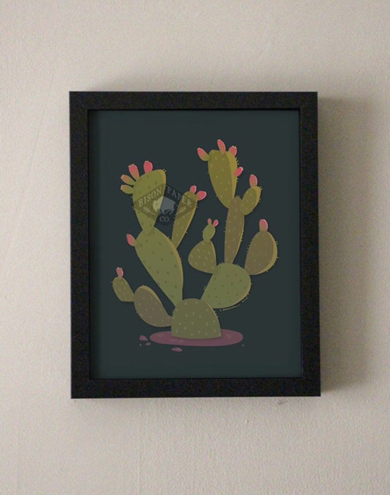 Modern Illustration Desert Prickly Pear Cactus Art Print image 1