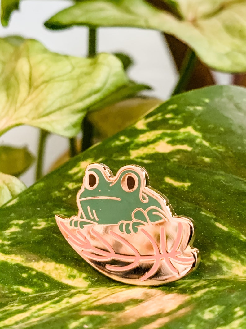 Frog and Alocasia Hard Enamel Pin image 2