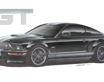 2007 Ford Shelby Mustang GT (Black) Art Prints by Jim Gerdom