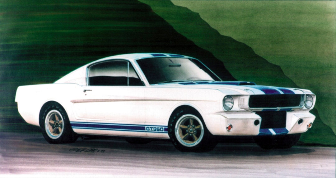1965 Graphics 1965 Ford Shelby Mustang GT350R 16x30 Inch Art Print by Jim Gerdom - Etsy