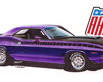 1970 Plymouth AAR 'cuda 12x24 inch Art Print by Jim Gerdom