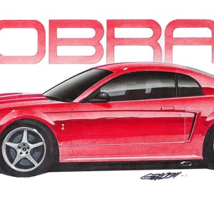 2000 Ford Mustang Cobra R 12x24 inch Art Print by Jim Gerdom