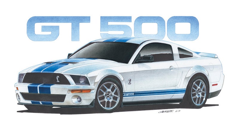2007 Ford Shelby Mustang GT500 12x24 inch Art Print by Jim Gerdom image 1
