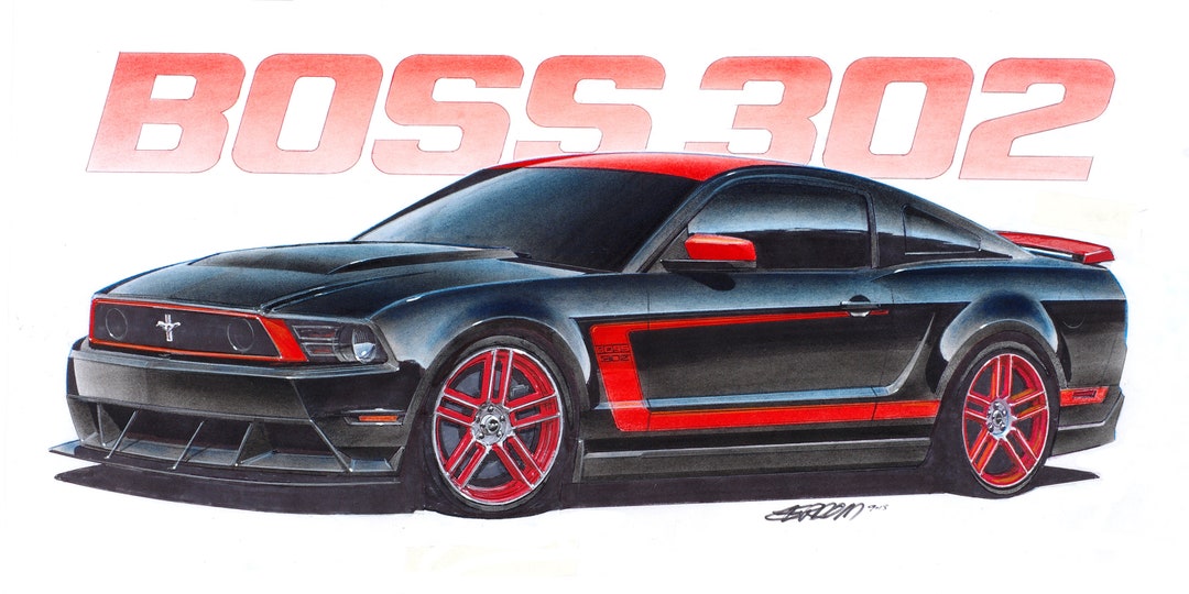 2012 Ford Mustang Boss 302 Laguna Seca 12x24 Inch Art Print by Jim