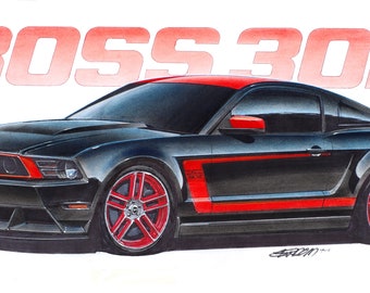 2012 Ford Mustang Boss 302 Laguna Seca 12x24 inch Art Print by Jim Gerdom