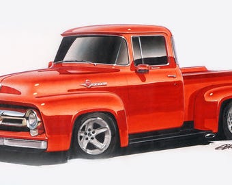 1956 Ford F-100 Project Truck v12x24 inch Art Print by Jim Gerdom
