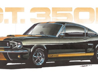 1966 Ford Shelby Mustang GT350H 12x24 inch Art Print by Jim Gerdom