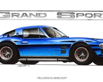 1963 Corvette Grand Sport 12x24 inch Art Print by Jim Gerdom