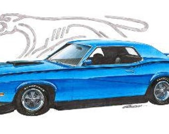 1970 Cougar Eliminator (blue) 12x24 inch Art Print by Jim Gerdom