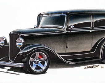 1932 Ford Sedan Street Rod 12x24 inch Art Print by Jim Gerdom
