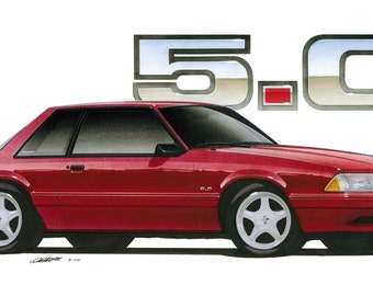 1992 Ford Mustang LX 5.0 Coupe 12x24 inch Art Print by Jim Gerdom