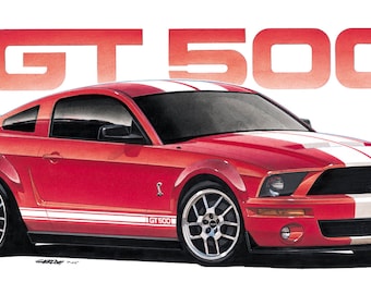 2007 Ford Shelby Mustang GT500 Concept 12x24 inch Art Print by Jim Gerdom