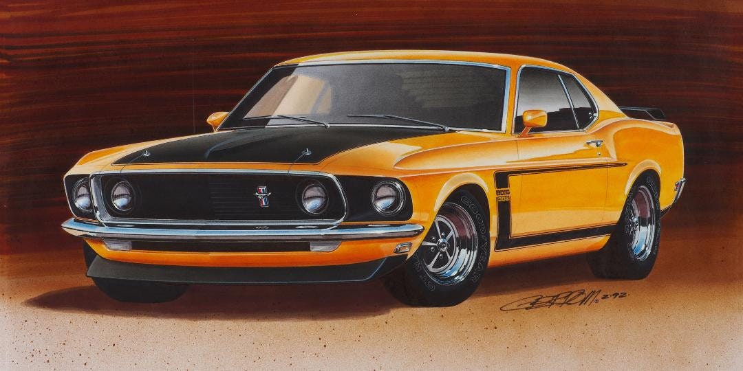 1969 Mustang Boss 302 Inch Art Print by Jim Gerdom - Etsy