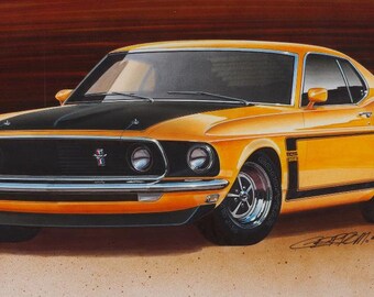 1969 Mustang Boss 302 12x24 inch Art Print by Jim Gerdom