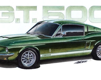 1967 Mustang Shelby GT500 12x24 inch Art Print by Jim Gerdom