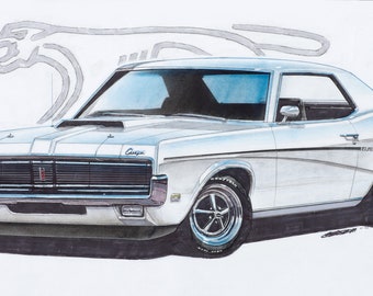 1969 Cougar Eliminator 12x24 inch Art Print(white)  by Jim Gerdom