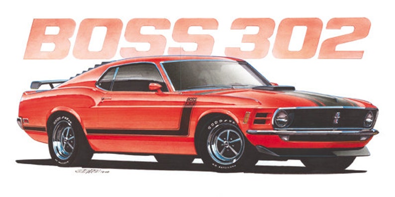 1970 Ford Mustang Boss 302 12x24 inch Art Print by Jim Gerdom image 1