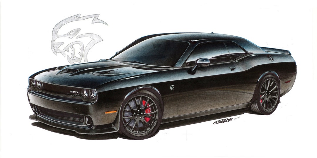 2015 Dodge Challenger Hellcat 12x24 Inch Art Print by Jim Gerdom