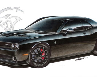 2015 Dodge Challenger Hellcat 12x24 inch Art Print by Jim Gerdom