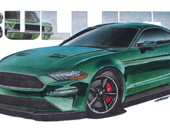 2019 Ford Mustang Bullitt 12x24 and 29x40 inch Art Print by Jim Gerdom