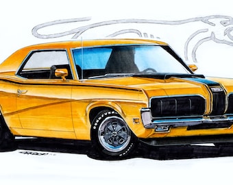 1970 Cougar Eliminator (light orange) 12x24 inch Art Print by Jim Gerdom