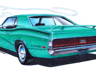 1970 Cougar Eliminator (light green) 12x24 inch Art Print by Jim Gerdom