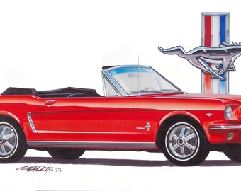 1965 Mustang Convertible 12x24 inch Art Print by Jim Gerdom