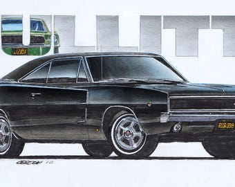 1968 Fodge Charger Bullitt 12x24 inch Art Print by Jim Gerdom