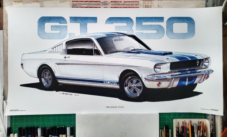 1965 Graphics 1965 Ford Shelby Mustang GT350 Art Print by Jim Gerdom - Etsy
