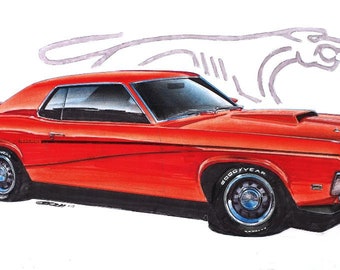 1969 Cougar Eliminator 12x24 inch (orange) Art Print by Jim Gerdom