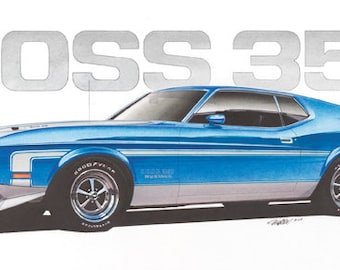 1971 Ford Mustang Boss 351 12x24 inch Art Print by Jim Gerdom
