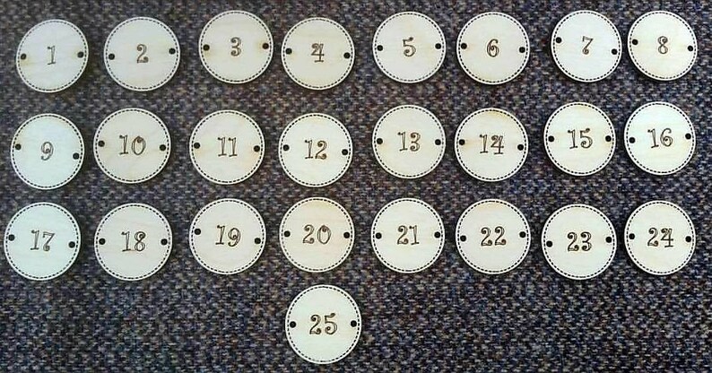 Advent Reusable Wooden Buttons for Advent Calendars Suitable for other Sewing Craft Projects Option of Numbers 1-25 or 1-30 