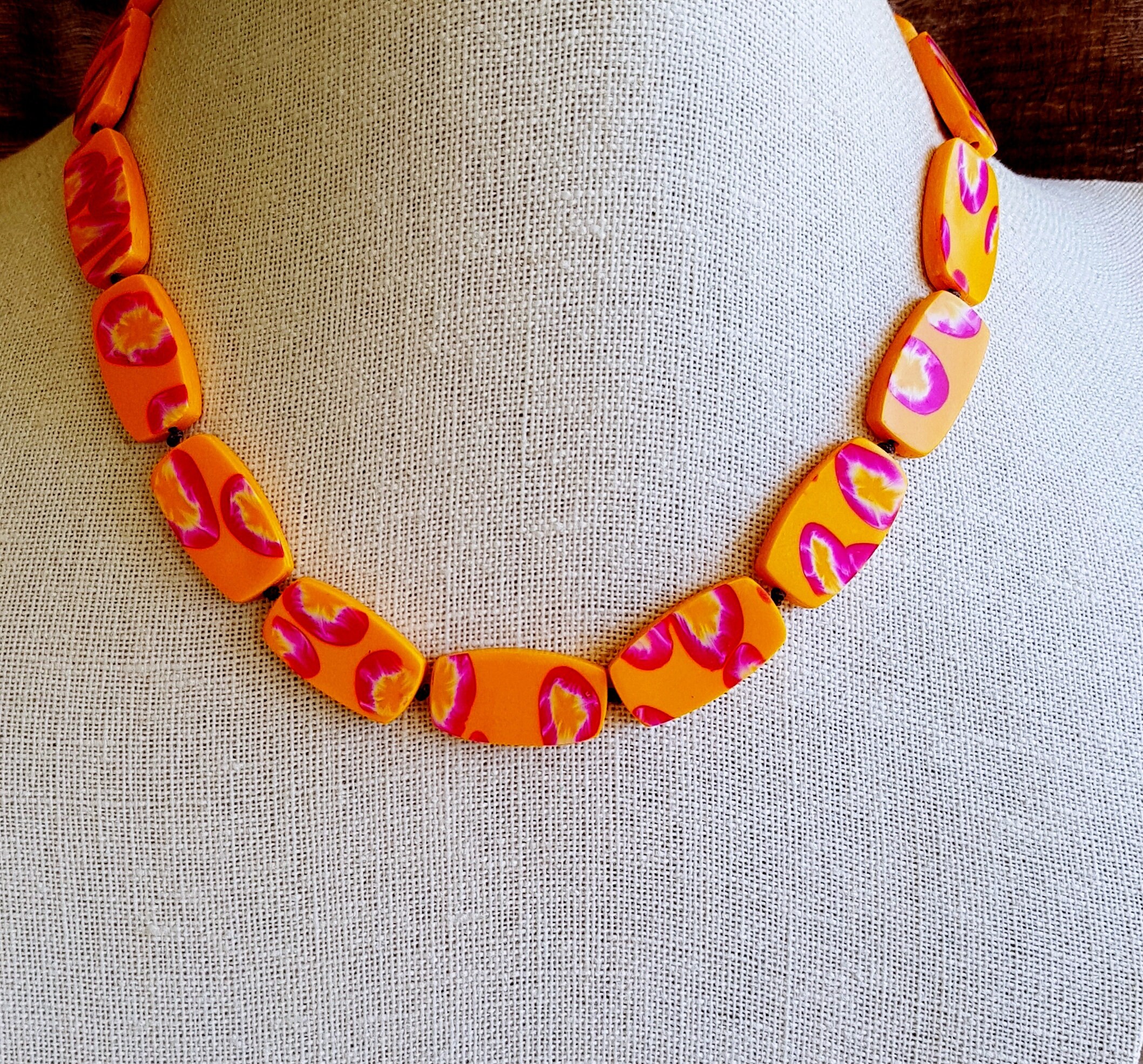 Saffron and Fuchsia Necklace Yellow and Strawberry Necklace Etsy Ireland