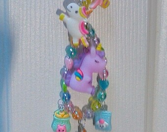 KAWAII cute HAPPY CHARMS UniCoRn Car SunCatcher *Car or House Jewelry* Birthday Holiday Colorful Fun Gift Cute Resin Charms Acrylic Beads