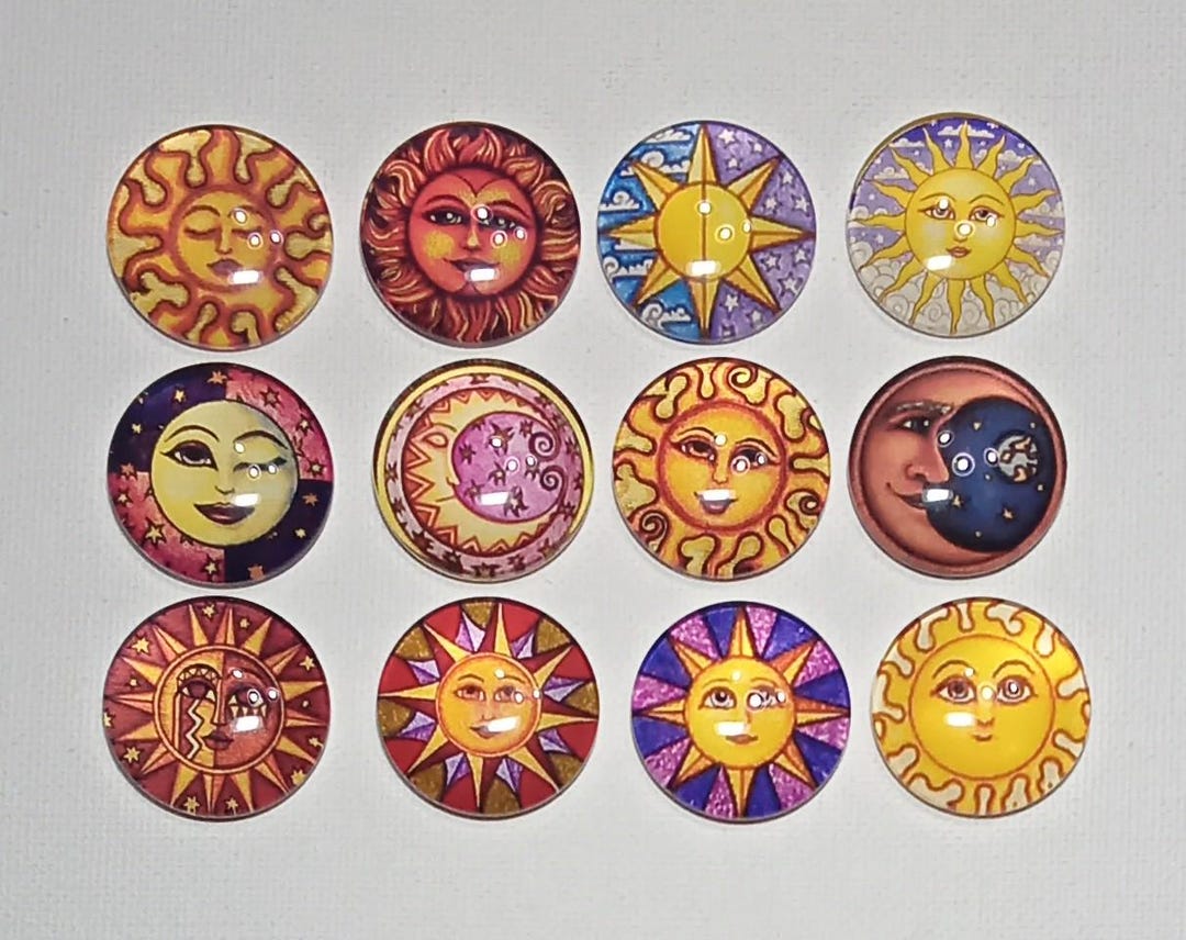 SUN Sol SOLEIL CELESTIAL Magnet Set of 12 One Inch Round Glass Dome - Etsy
