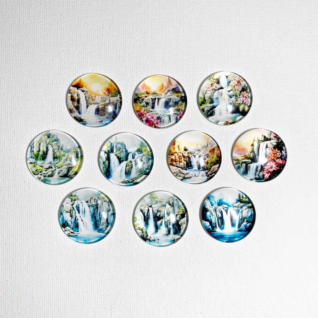 WATERFALLS SCENERY MAGNETS Set of 10 One Inch Round Glass Dome - Etsy
